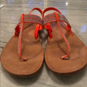 Pedro Garcia Women's Orange Zulimar Rhinestone Sandal Swarovski Crystal 6.5 37